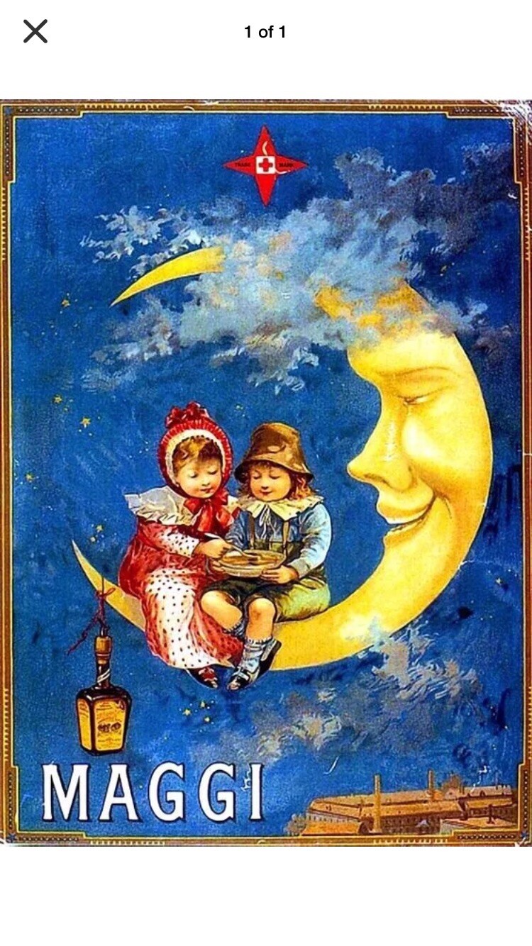 TIN SIGN “Half Moon Maggi”. Cartoon Fable Kids Stories Vintage Decor Mancave Gif