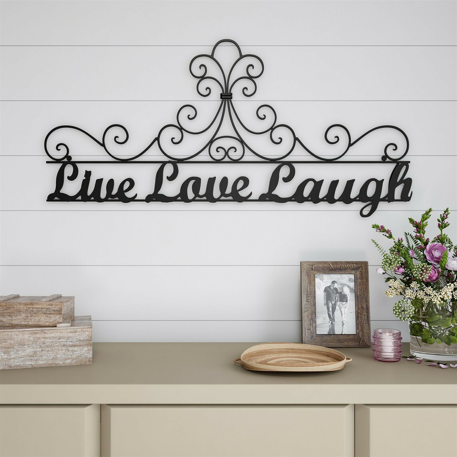 Live Laugh Love Metal Cutout Sign 3D Look Wall Hanging Decor 35 Inch Long