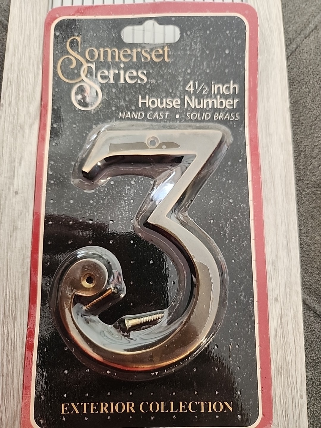 Somerset Solid Brass House Number 3 Three Retro Classic Outdoor Indoor New READ