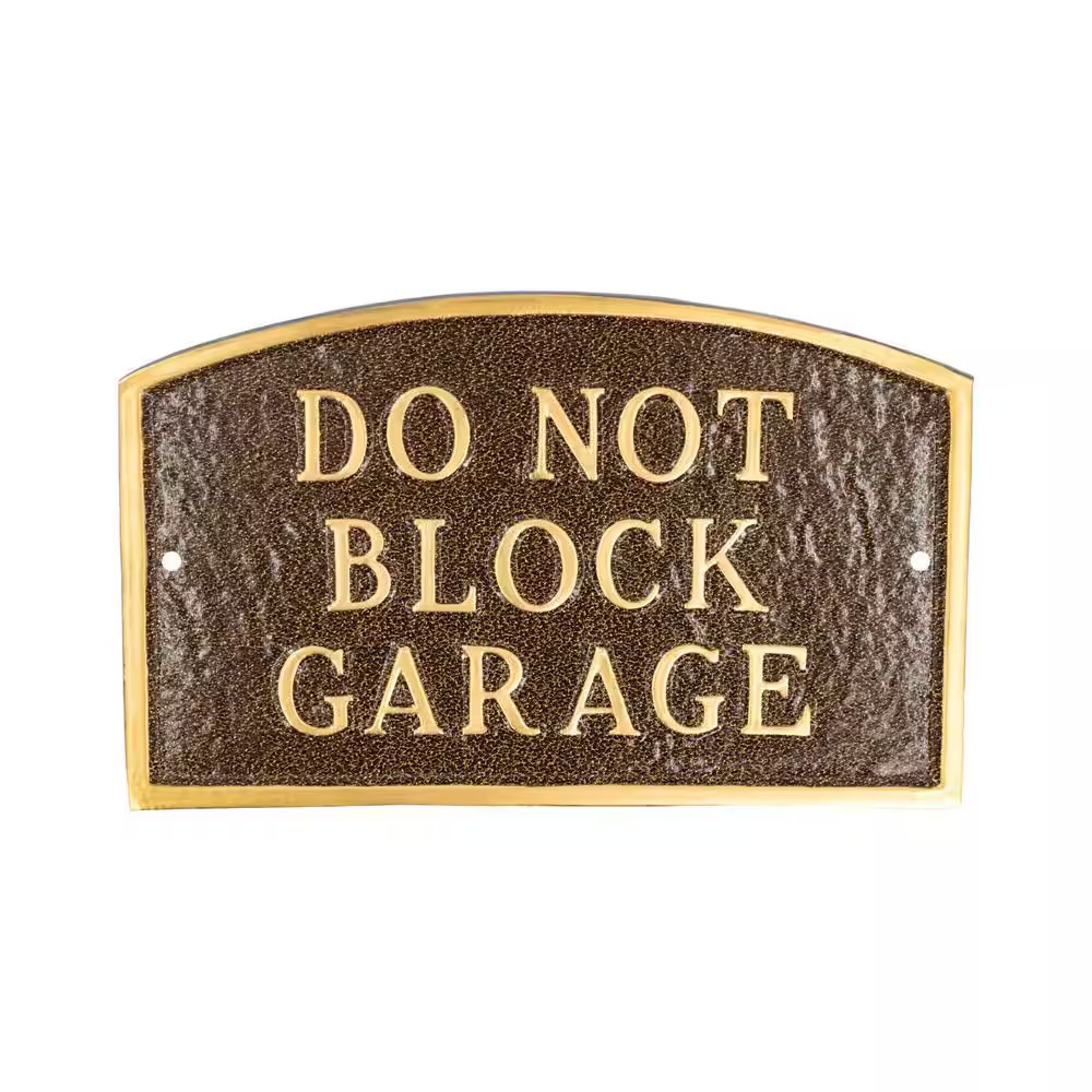 5.5 In. X 9 In. Small Arch Do Not Block Garage Statement Plaque Sign – Hammered