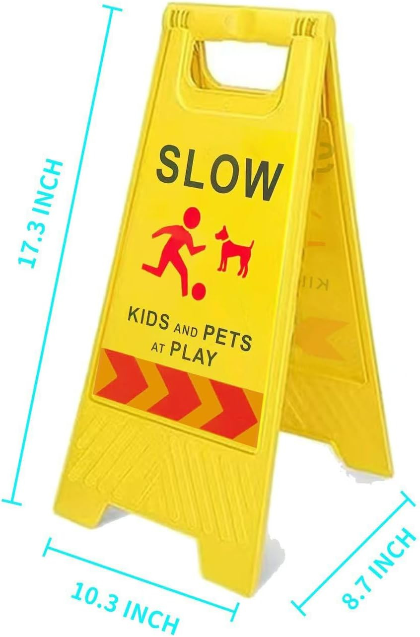 Slow Kids and Pets at Play Sign,16.9 Inch Height,Children and Pets at Play Yard