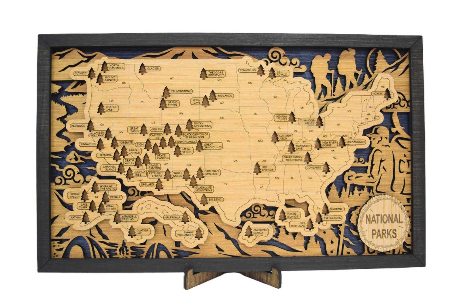 Handmade Wood National Parks Travel Map