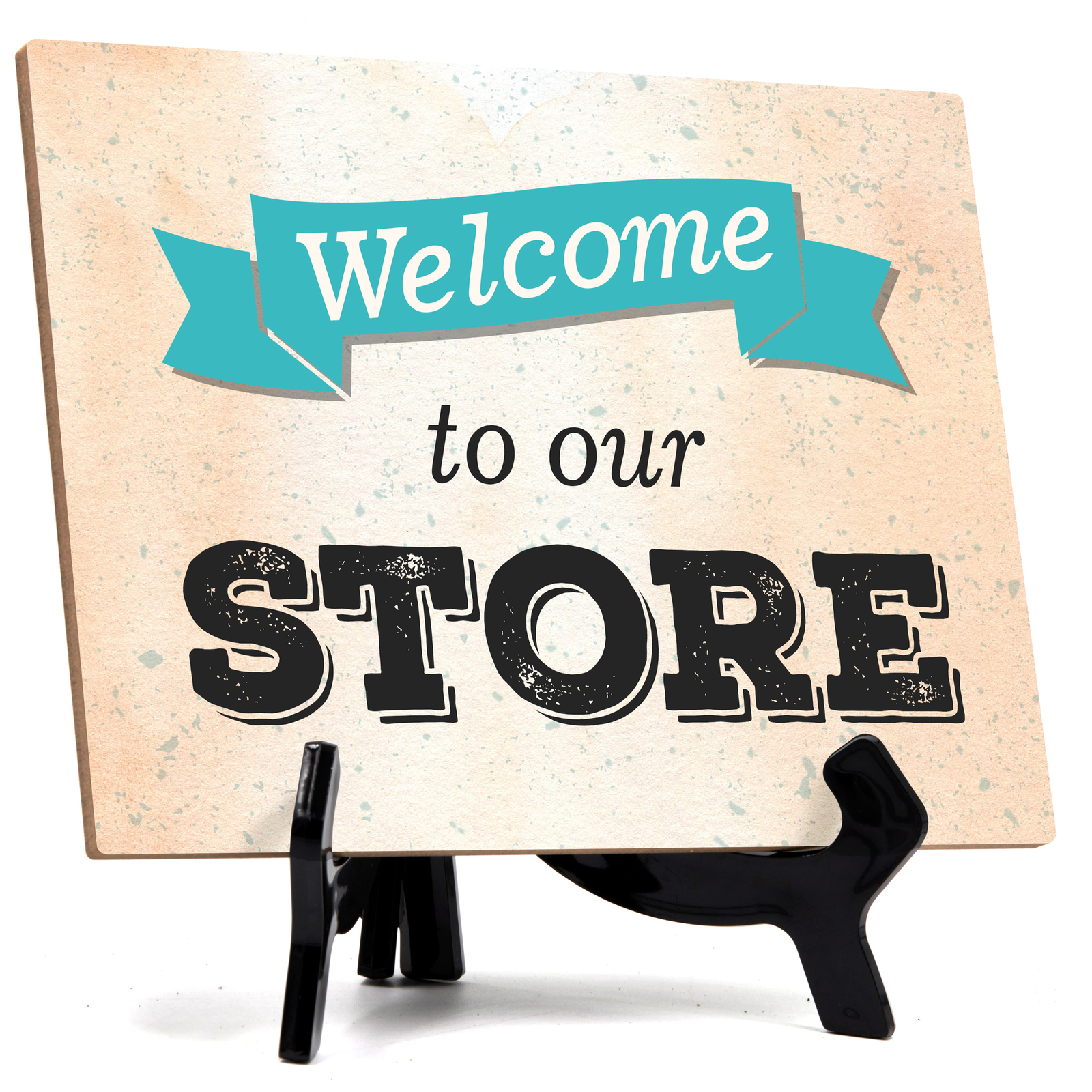 Signs ByLita Welcome to our Store, Table Sign With Acrylic Stand (8 x 6″)