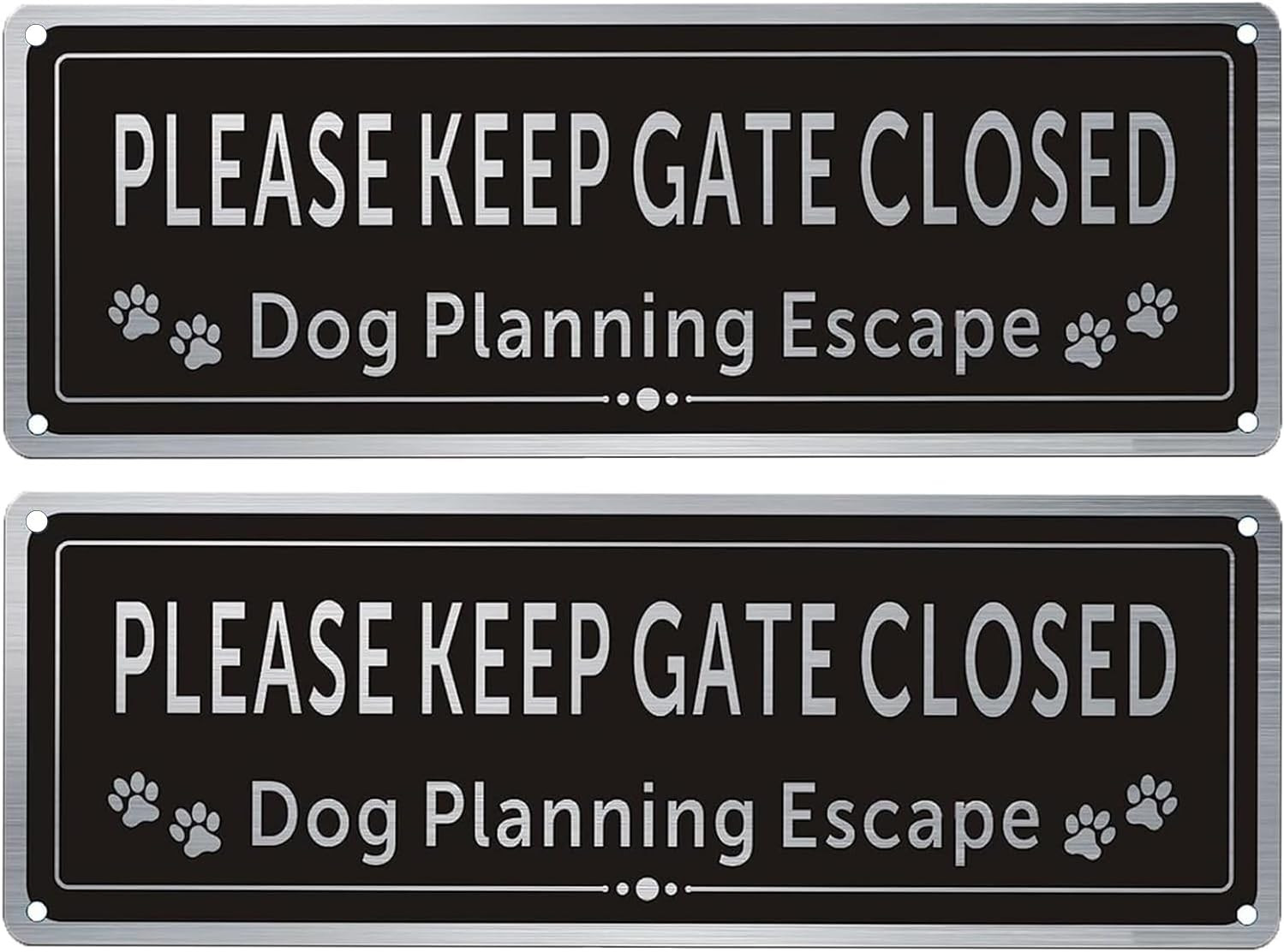 2 Pack Please Close The Gate Matal Sign – Dog Planning Escape Sign – Brushed …
