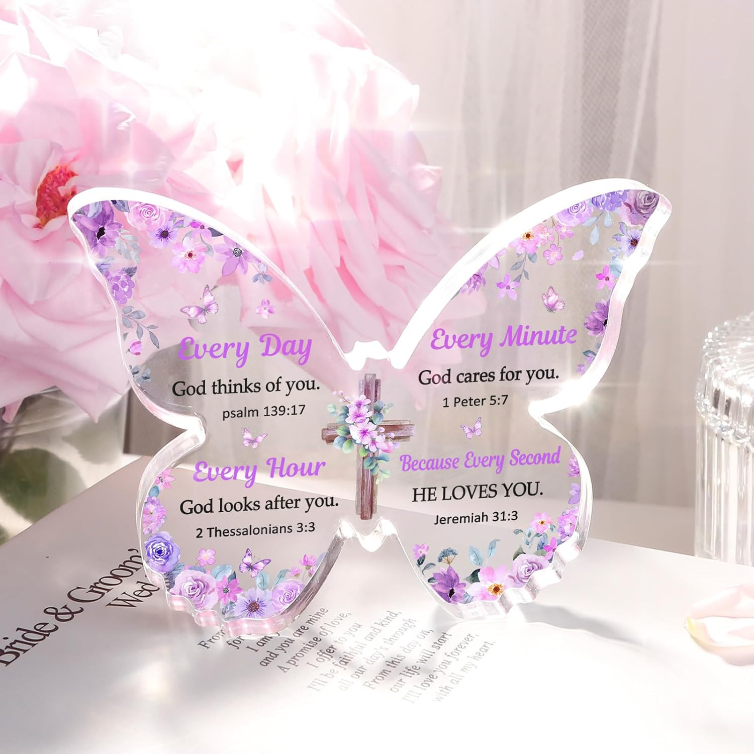 Christian Gifts for Women Faith, Butterfly Acrylic Plaque Decoration, Birthday G