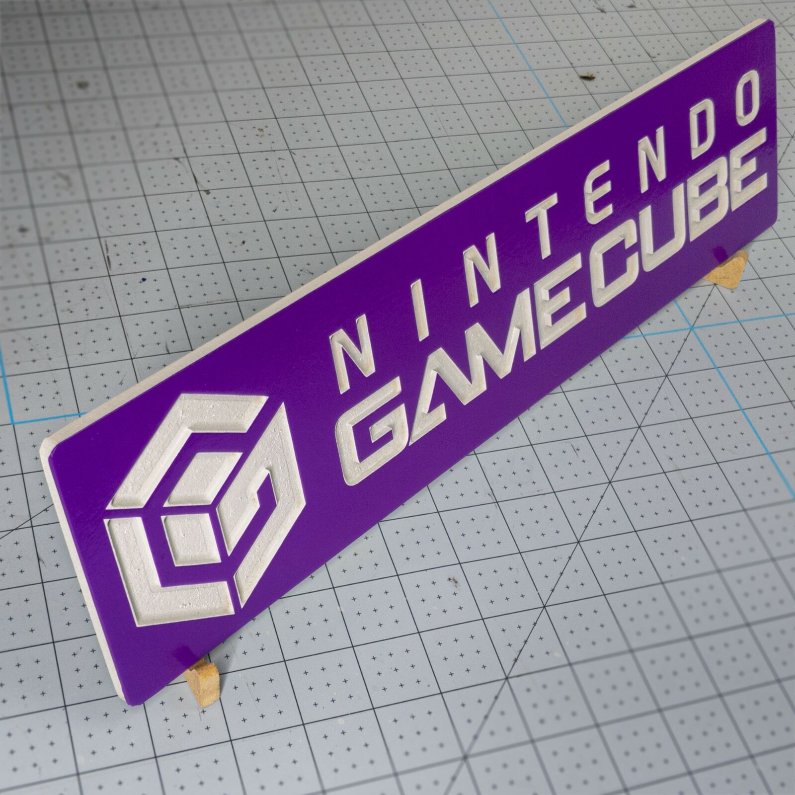 Large Engraved Nintendo Gamecube Logo Video Game Wall Art Collectable Sign