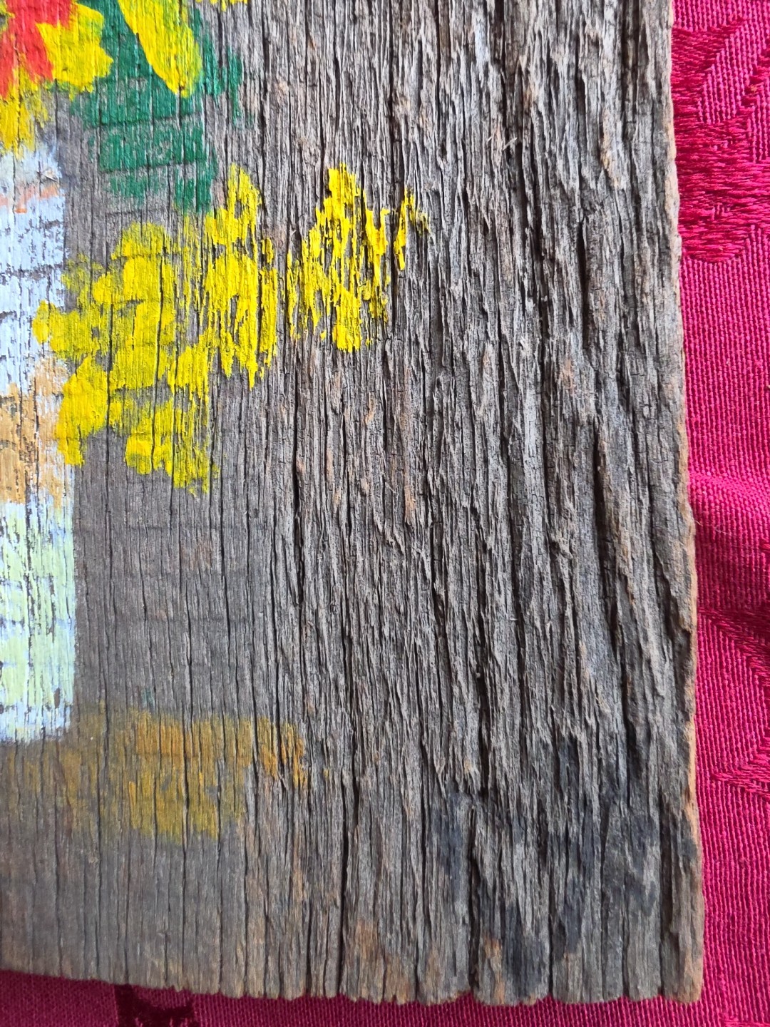 Rustic Reclaimed Wood Artist signed Handpainted flower Bouquet Wall Art Decor