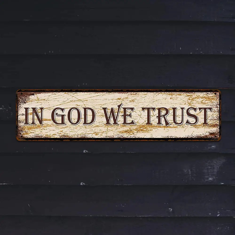 In God We Trust Metal Sign Rustic Wall Plaque Faith Home Church Bar Wall Decor