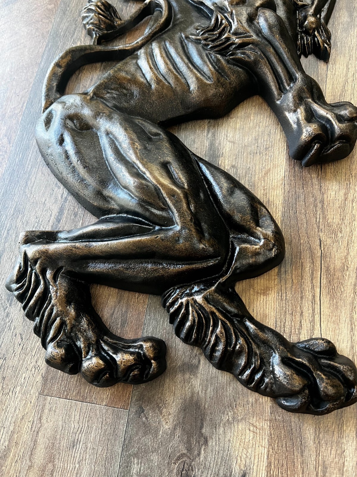 TWO X-Large Lion Wall Plaques, Metal Decor, Old World, Medieval, Royal, NEW