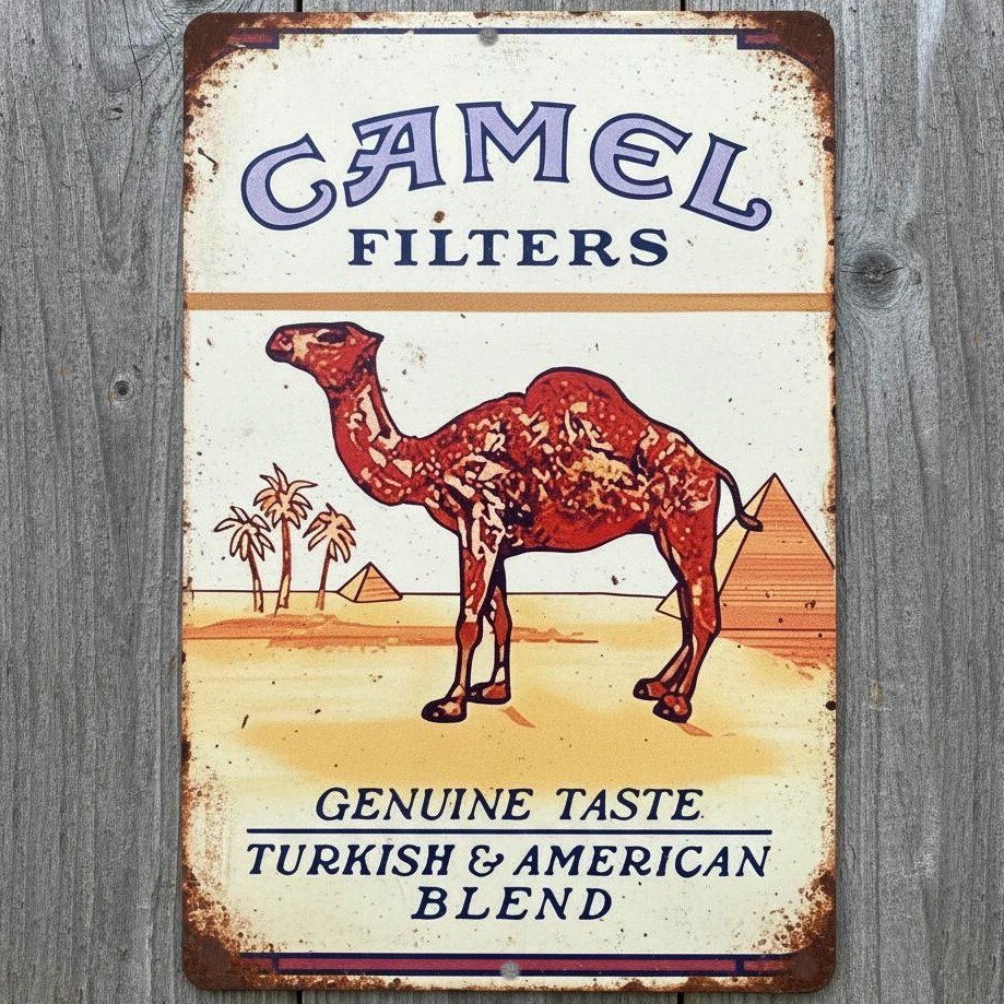 Camel Filters Cigarettes 12 x 18 Vintage Novelty Metal Sign Made In USA