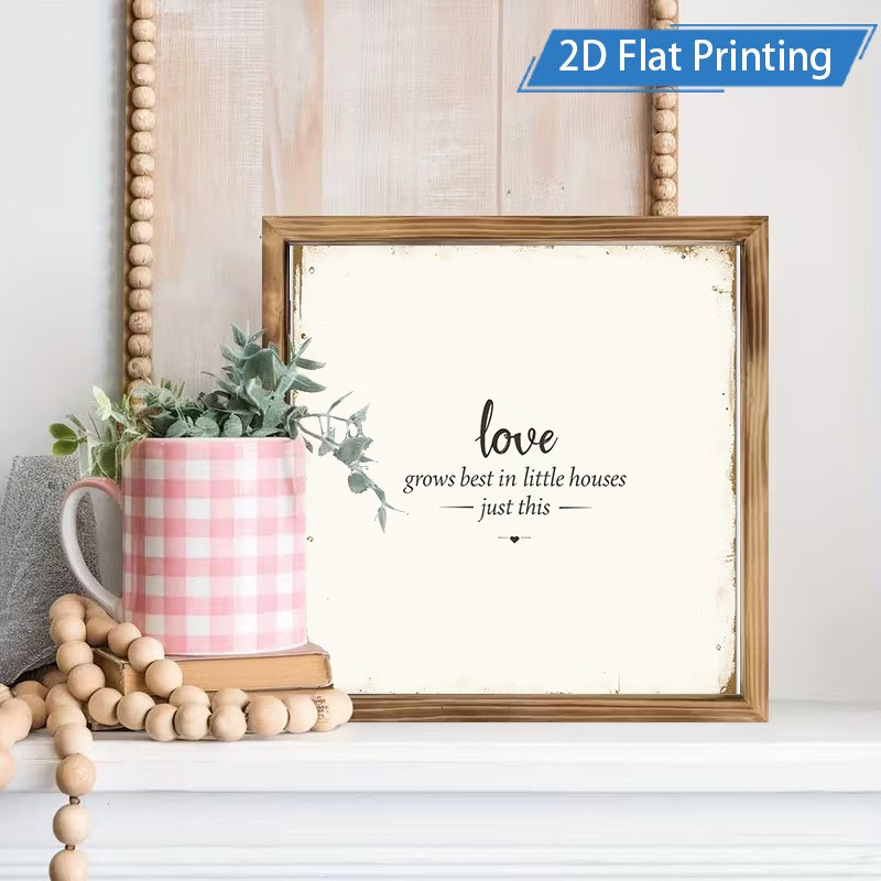 Small Home Love Wooden Sign Vintage Frame Farmhouse Housewarming Decor