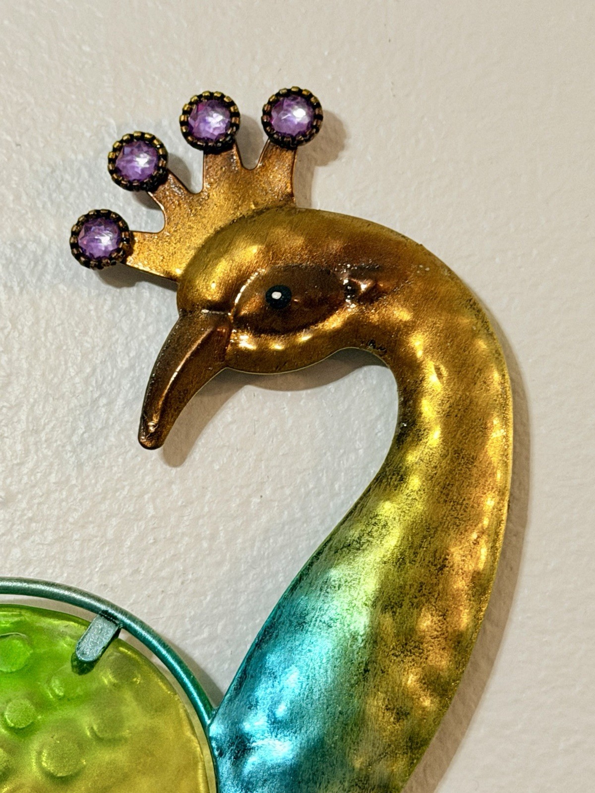 Multi-Color Peacock Metal Wall Decor with Faux Gemstones 20.5″ X 10.75”