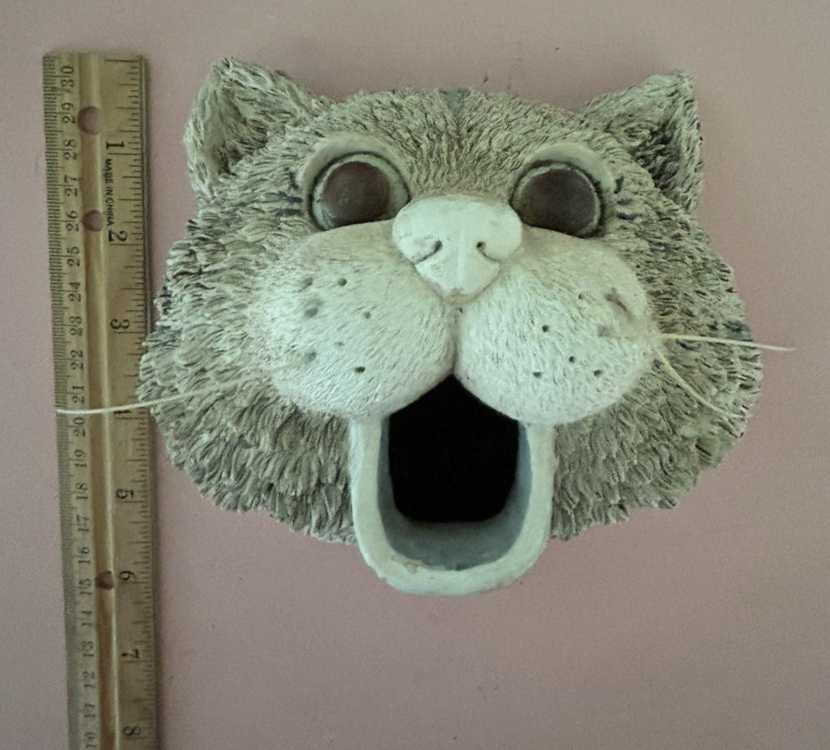 VTG Wall Garden Sculpture Lot of 5 Forest Faces Bear Raccoon Wolf Frog Cat Resin