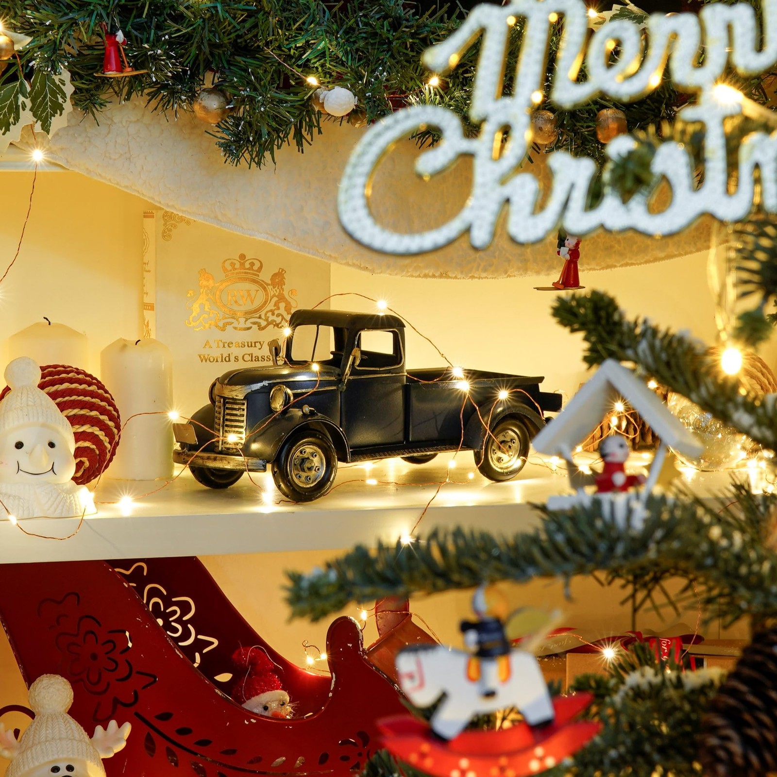 12in Collectible-Vehicles Classic Truck, Pick-up Model Iron Decorations, Coll…