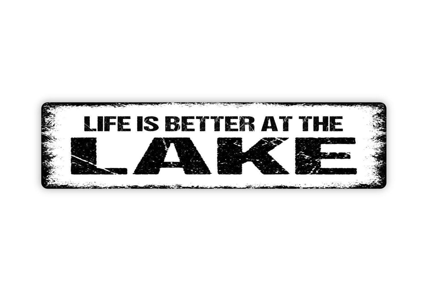 Life Is Better At The Lake Sign | Metal Lake House Wall Decor for Cabin,