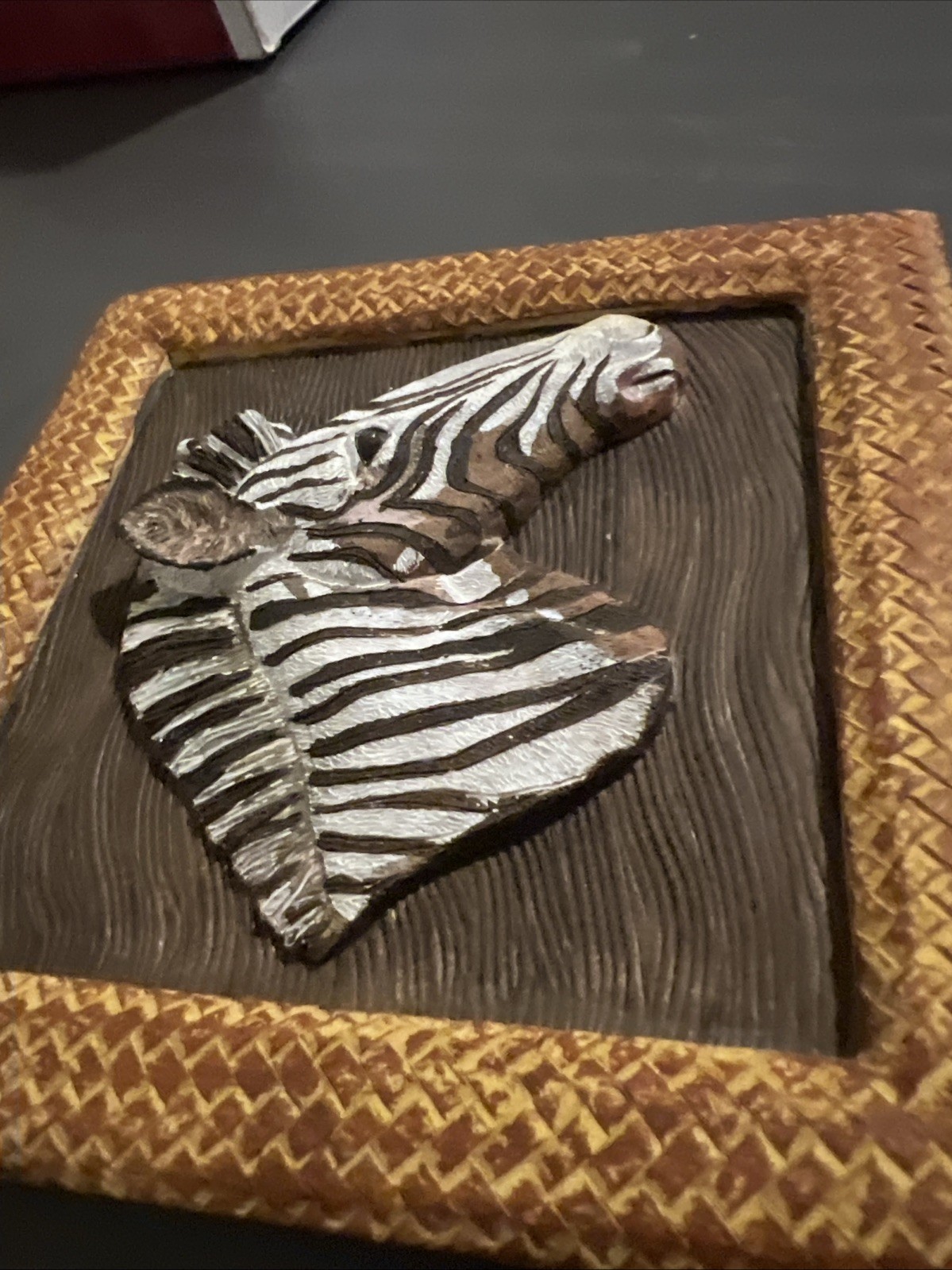 Vintage Zebra & Tiger Ceramic Decorative Plaque Wall Art 3D 5×5