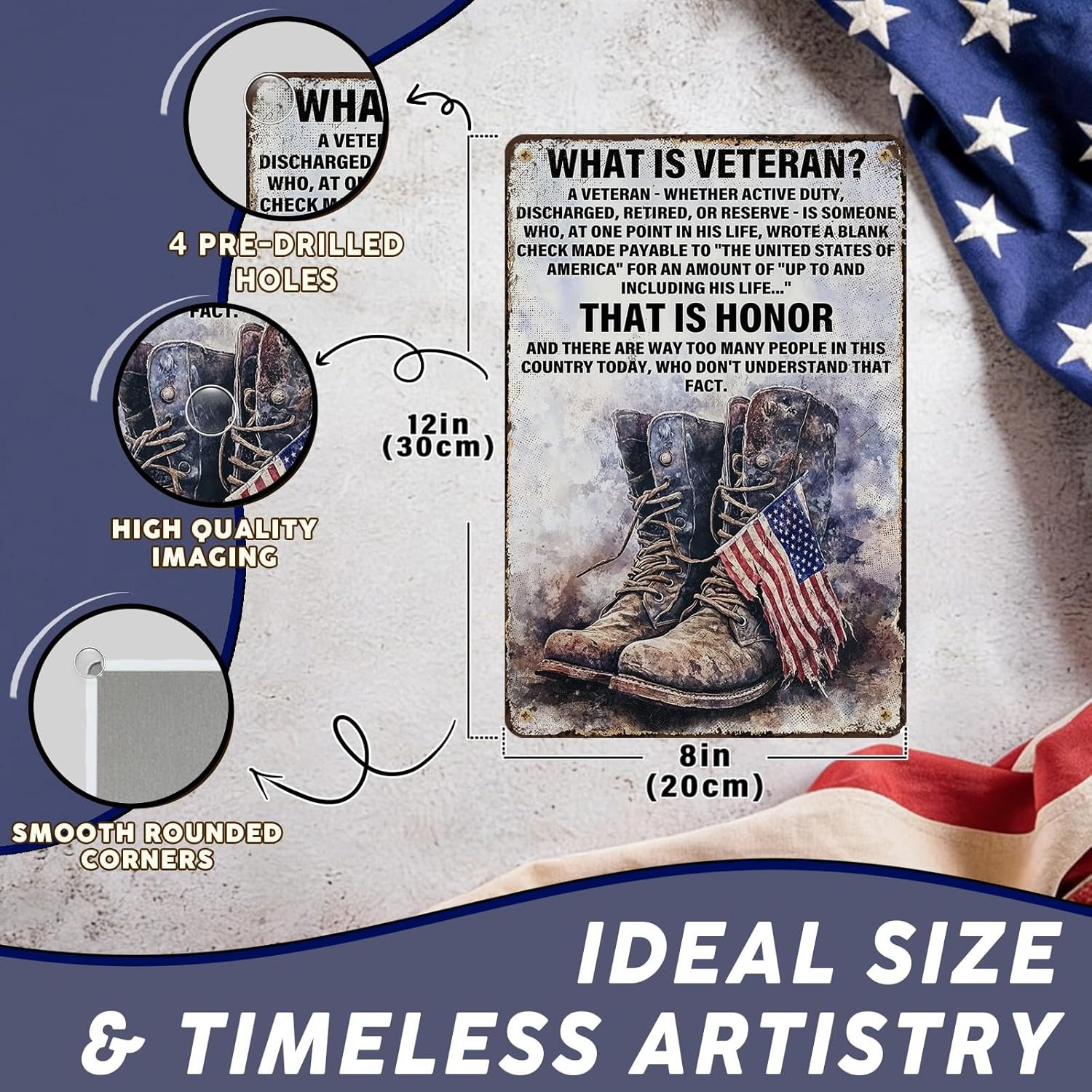 Military Decor Army Patriotic Metal Sign Wall Decor What Is a Veteran Metal Tin