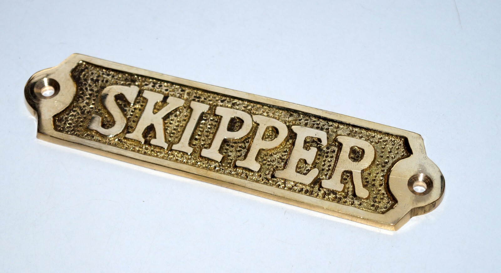 Solid Brass Door Sign “Skipper” – Metal Wall Plaque – Nautical Wall Art Marine