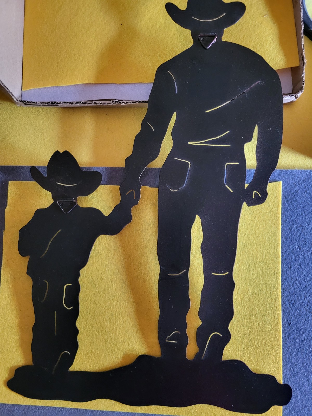 Metal Cowboy With Son Silhouette Wall Decor Rustic Western Accent 17 x 11.25 in