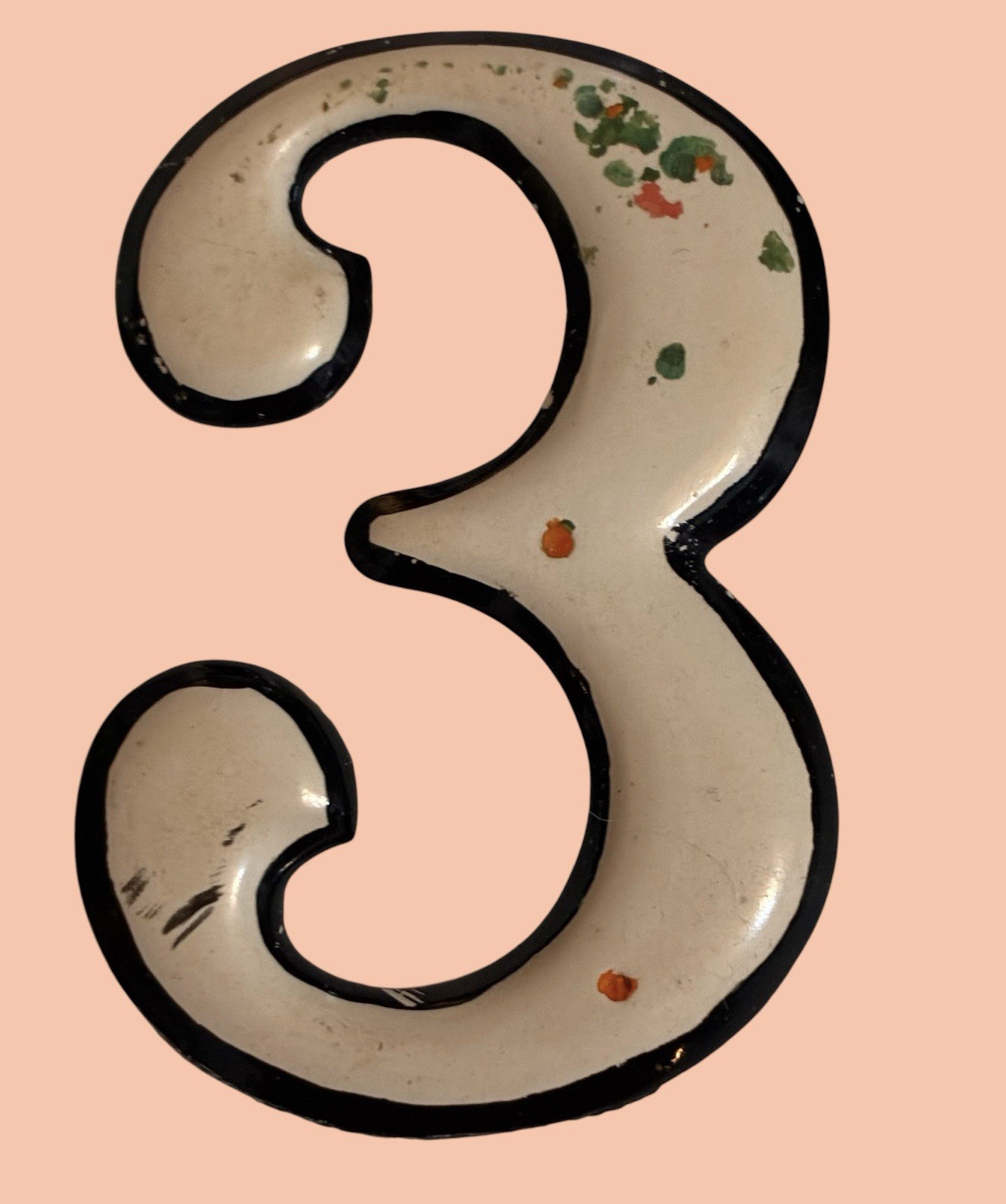 Vintage Handpainted Thin Plastic Numbers 1 2 3 4 5 6 7 8 French Decor 3 “ Floral
