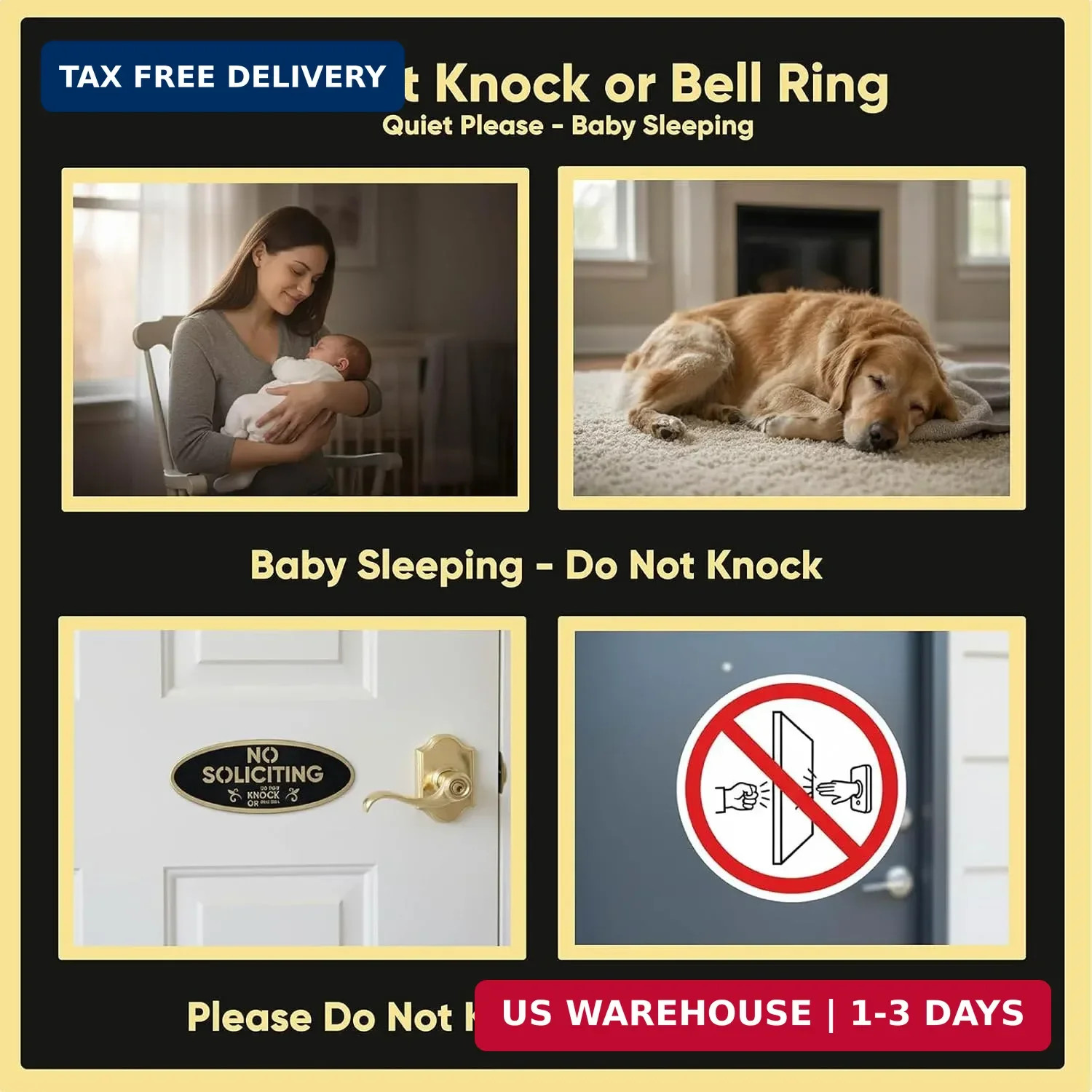 Small (5×2 Inch) No Soliciting Sign, 2-Pack Self-Adhesive 304 Stainless Steel, 2