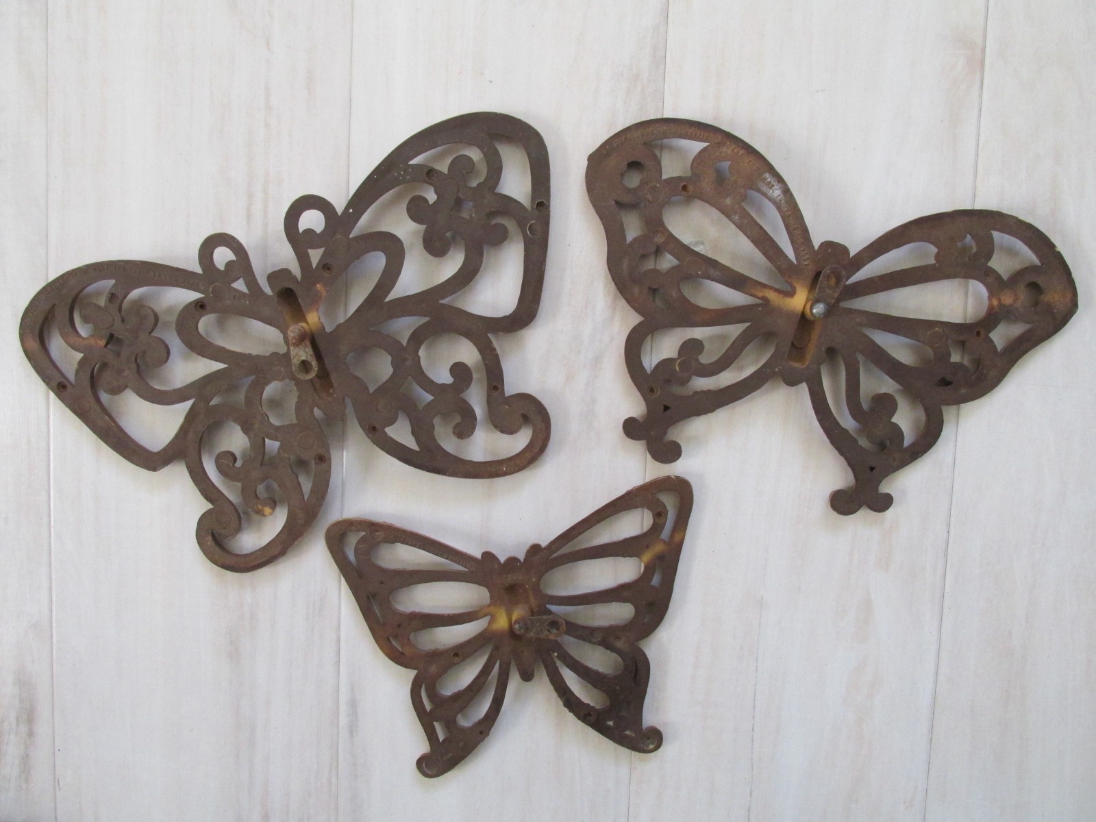 Vintage 1978 Butterfly Wall Decor Set of 3 Brown Rattan Look Resin Homco Dart