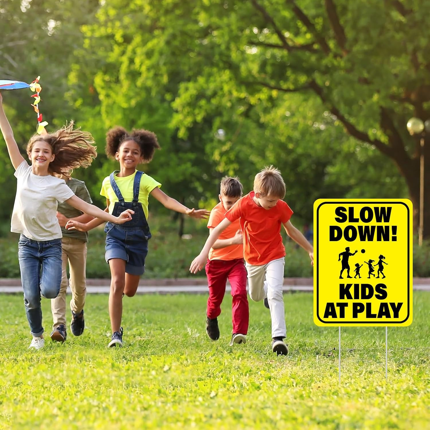 3 PCS Slow down Kids at Play Sign 14.2 X 11 Inches Children at Play Safety Signs