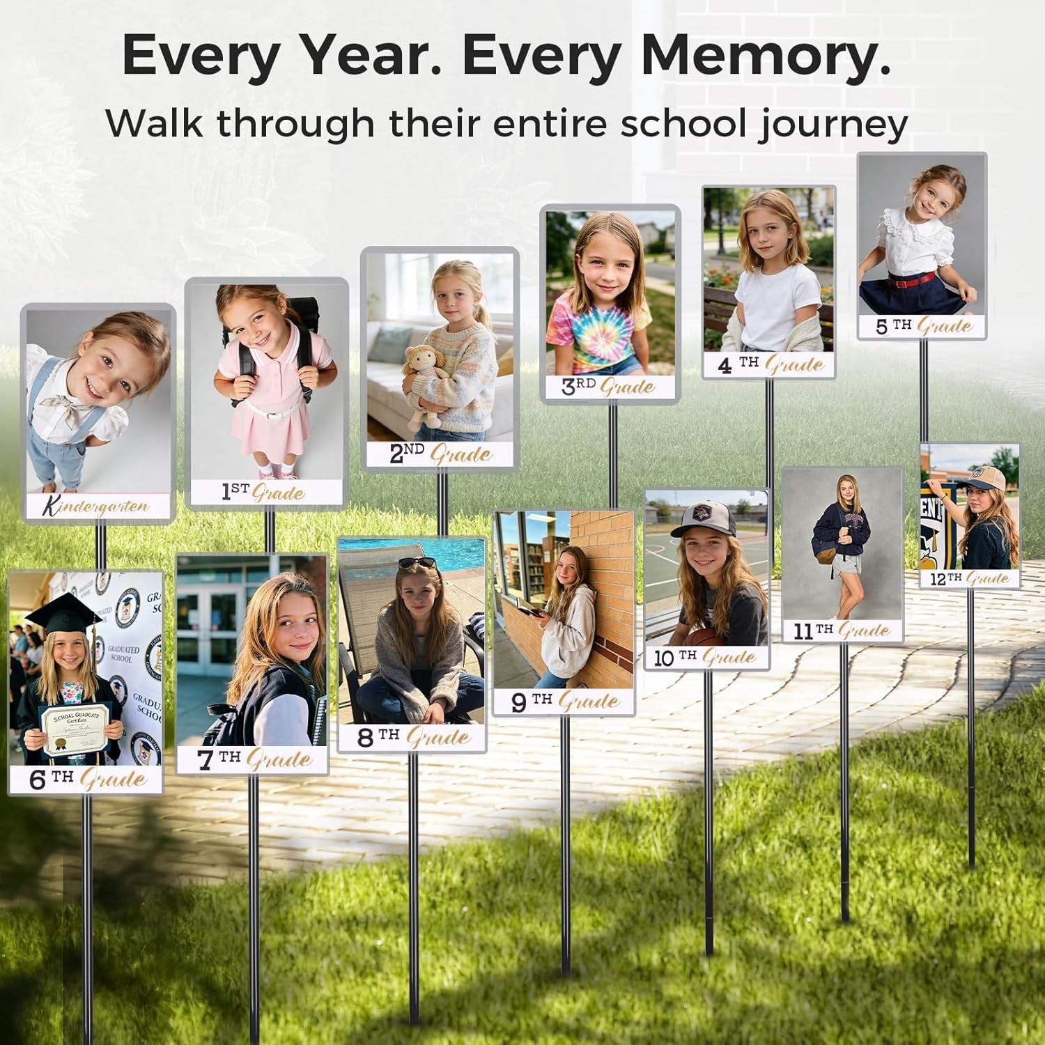 2026 Graduation Decorations– K–12 Photo Display Yard Signs with Stakes, Schoo…