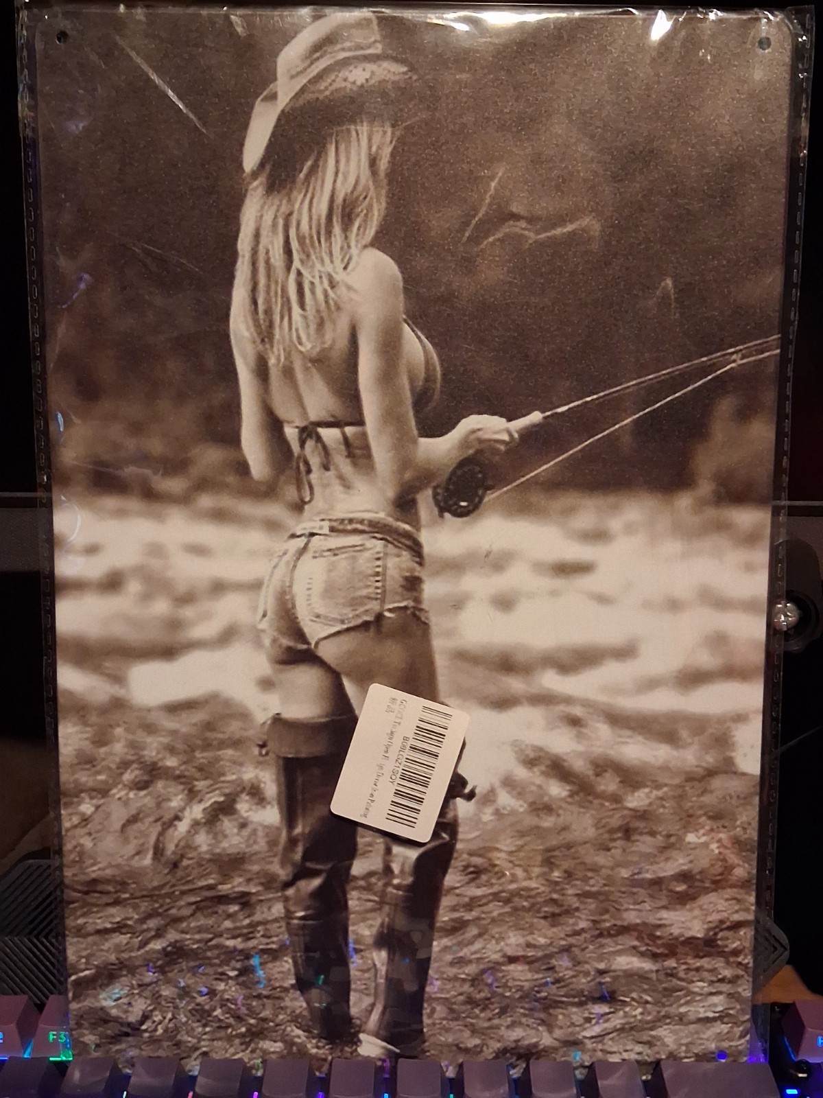 Open Fly Fishing Woman, Tin Metal Wall Sign, 12×8 Inches Man Cave, Bar, Any Room