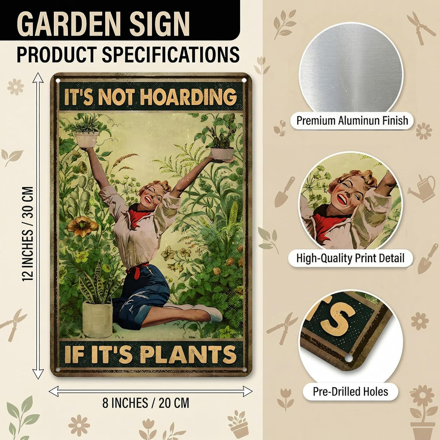 Gardening Gifts It’s Not Hoarding If It’s Plants Vintage Garden Signs for Hom…