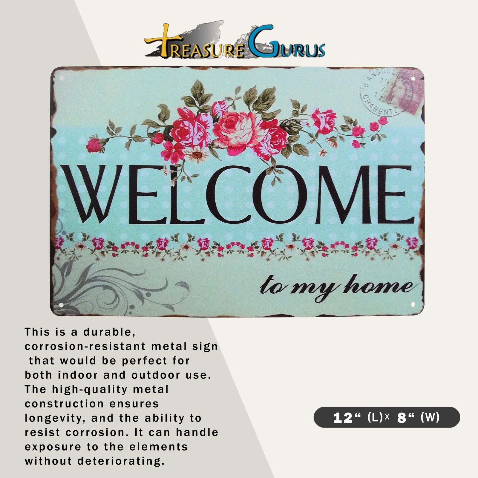Metal Welcome Home Sign for Porch, Front Door, Entryway, Living Room Home Decor