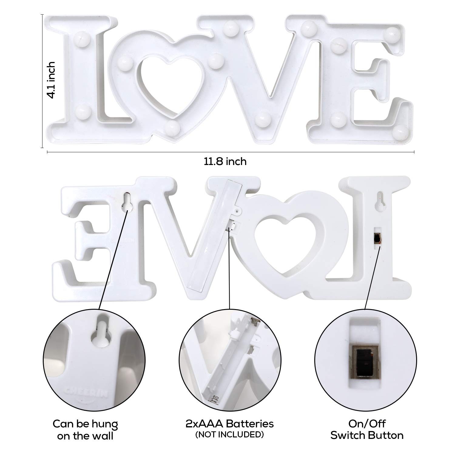 Love Sign with Lights – Valentines Day Decoration – Love Marquee Letters – Ro…