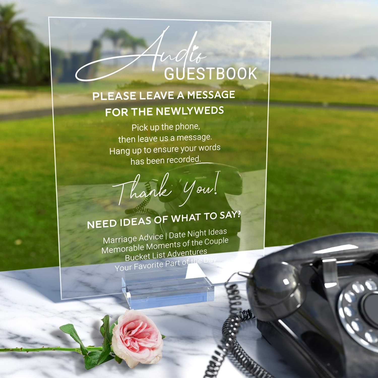 Acrylic Audio Guest Book Sign for Wedding, 8×10 Clear Audio Guestbook Sign wi…