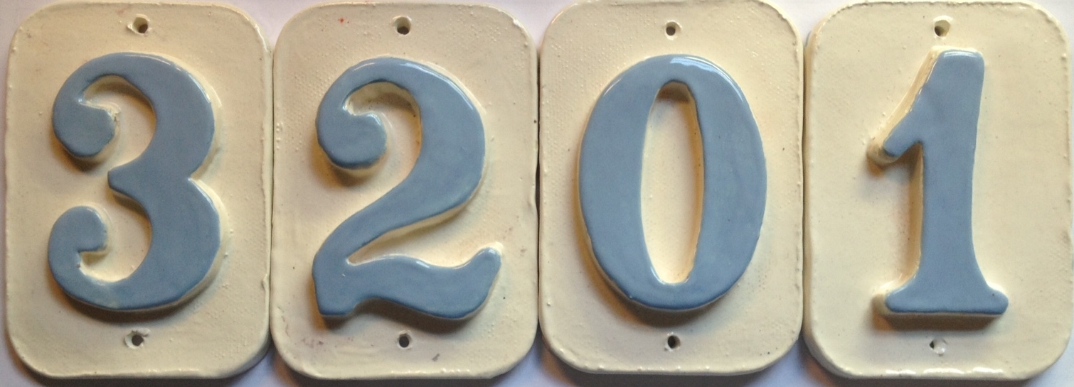 Custom Tile House Post numbers. 80 glaze options free shipping. Applewood Pot.