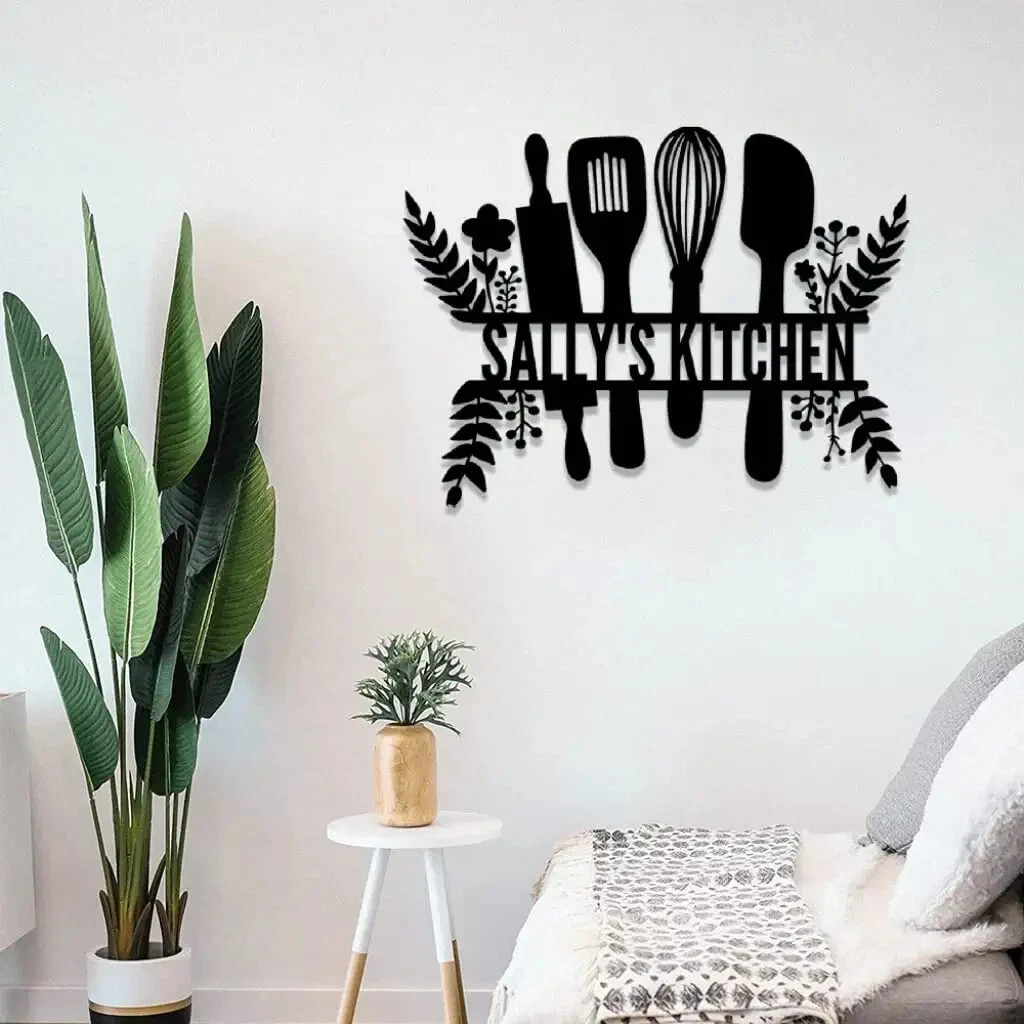 Personalized Kitchen Metal Sign Custom Name Monogram Bakery Wall Art Decor Gift