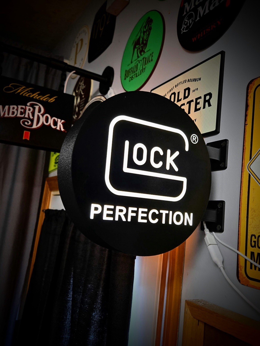 Glock Perfection LED Light Box | USB Powered Firearm Sign | RGB Option