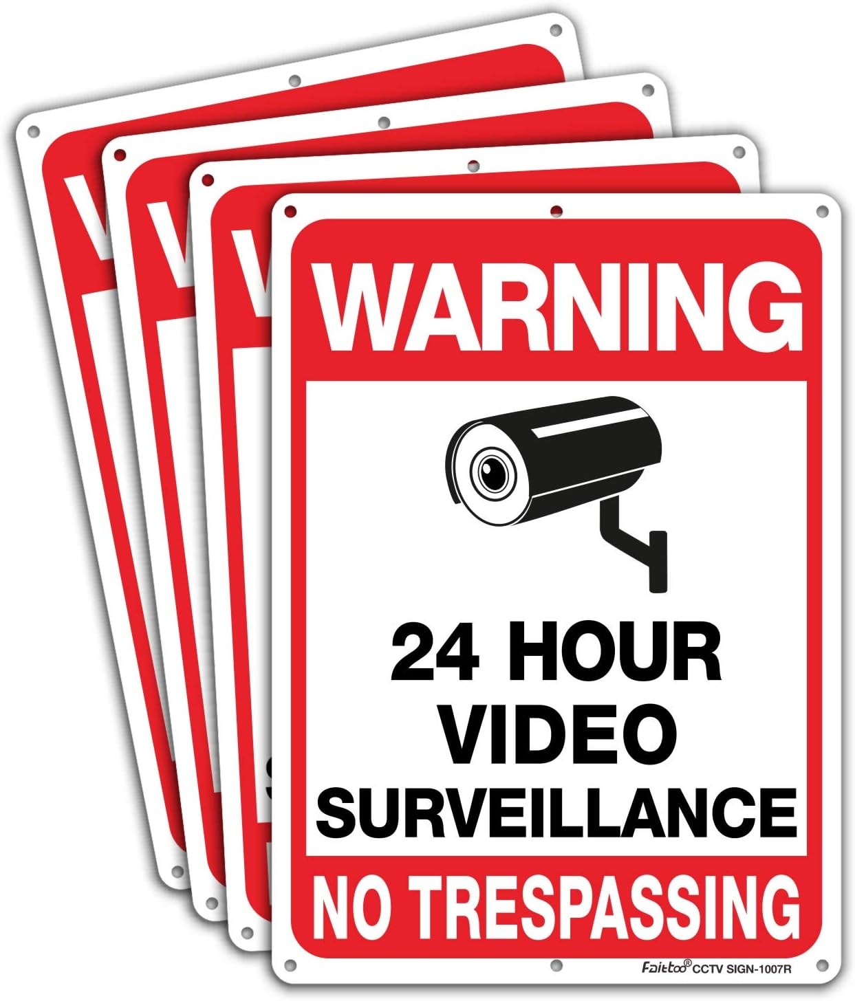 Faittoo 4-Pack Video 10″x7″ – 4 Pack, Black and Red on White – 4 Pack – 10×7
