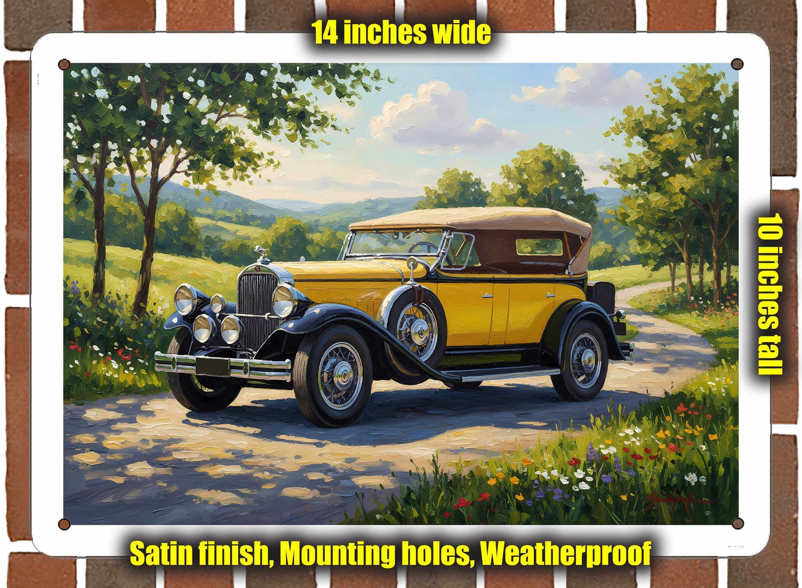 Metal Sign – 1931 Pierce Arrow Model 43 Phaeton Oil Painting – 14×10