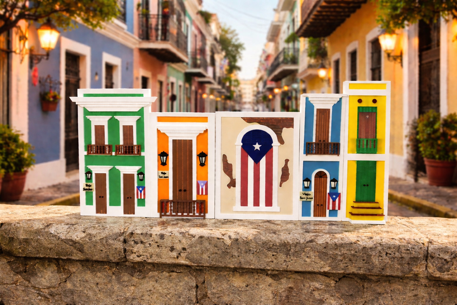 Miniature Casita Calle Tetuan Old San Juan Puerto Rico Decorative House Wall Art