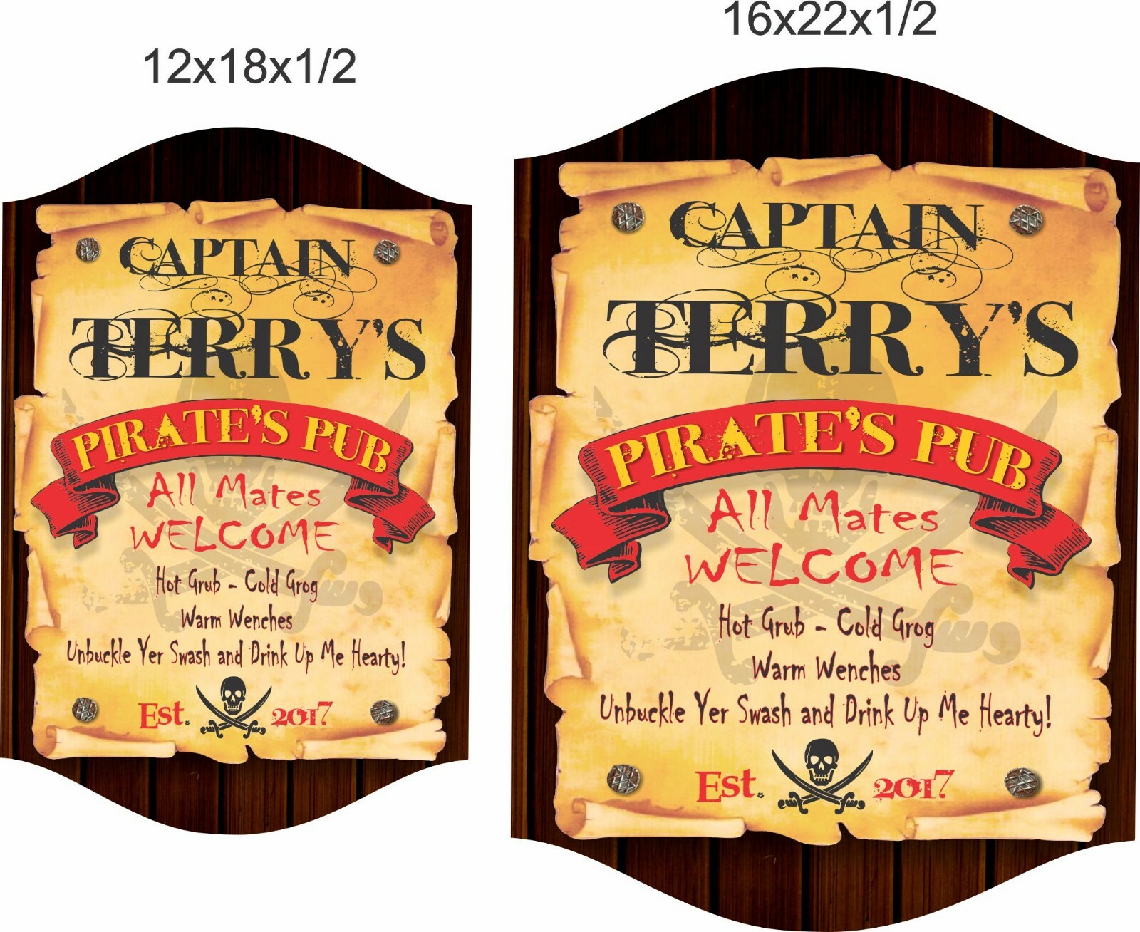 Personalized Bar Sign Wood grain Parchment Paper Pirates Sign Vintage Decoration
