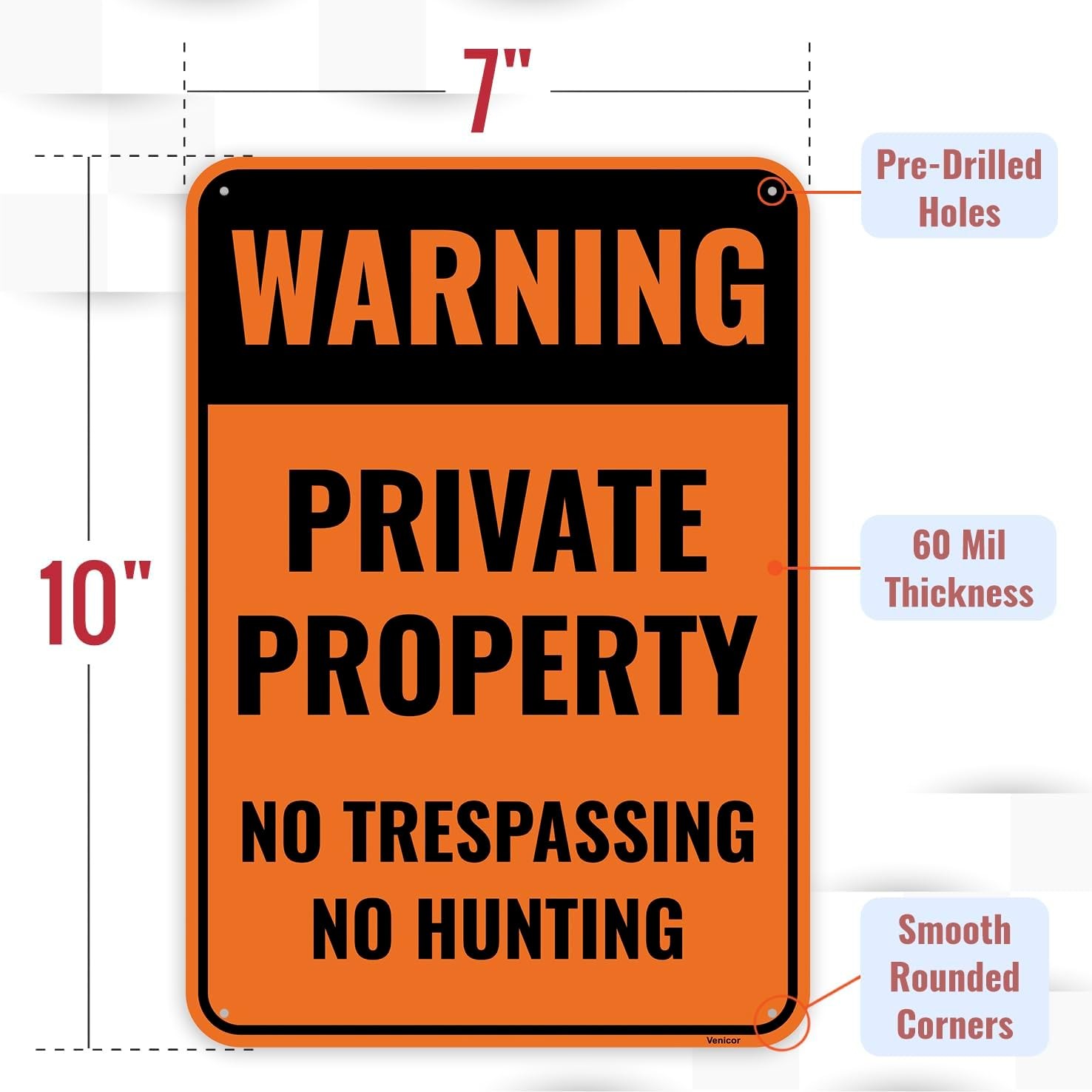 No Trespassing No Hunting Sign 2 Pack 10×7 In Aluminum Outdoor Fence Warning