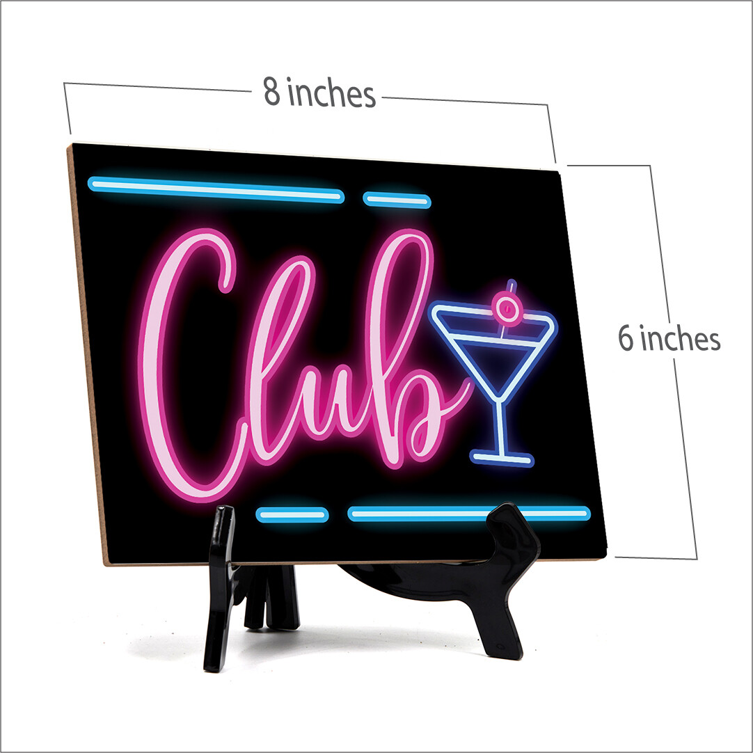 Signs ByLITA Club Table Sign with Acrylic Stand (6×8“)