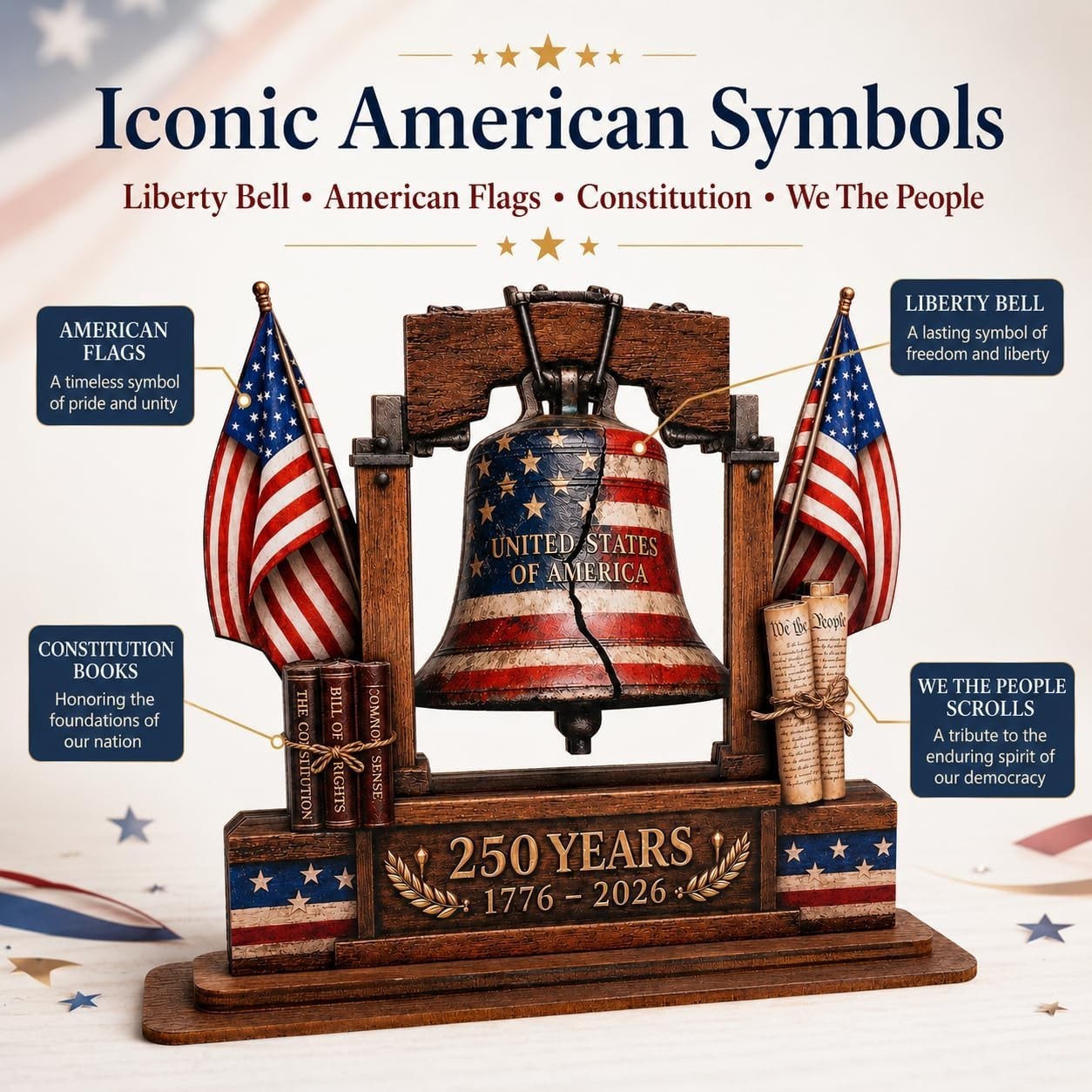 USA 250th Anniversary Wooden Plaque, 250th Anniversary Decorations, USA 250th An