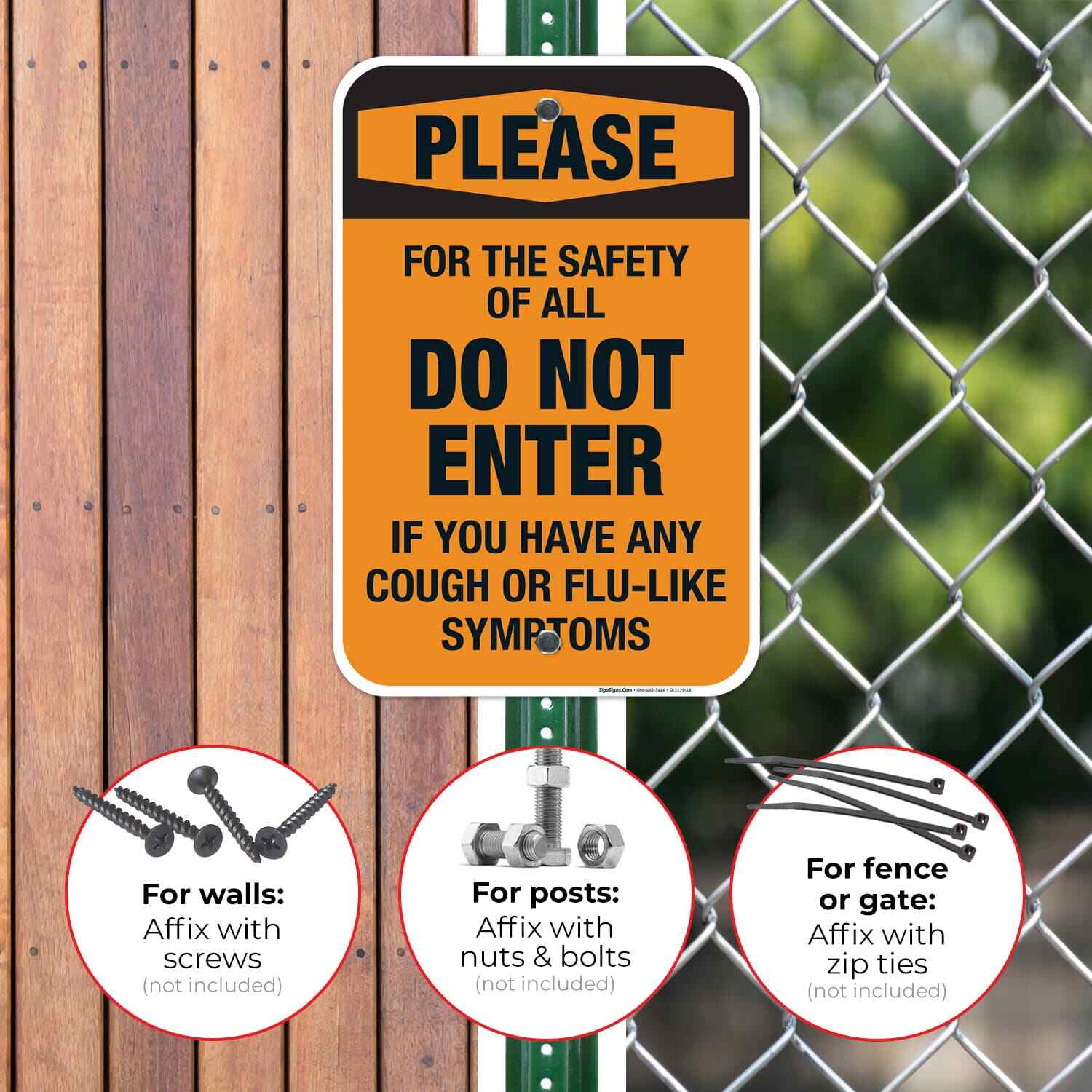 Social Distancing Sign, Do Not Enter If You Have Any Symptoms Sign,