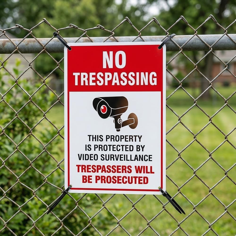 Weatherproof No Trespassing Video Surveillance Sign – 10×7 Inch Aluminum 2-Pack