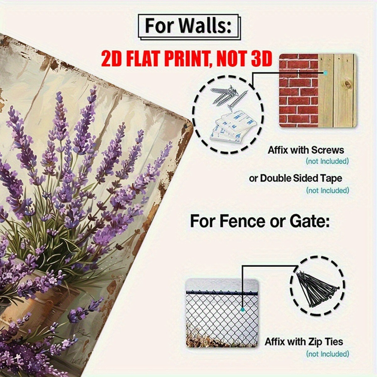 Garden Lavender Metal Tin Signs Plate Purple Flower Farmhouse Plaque Wall decor