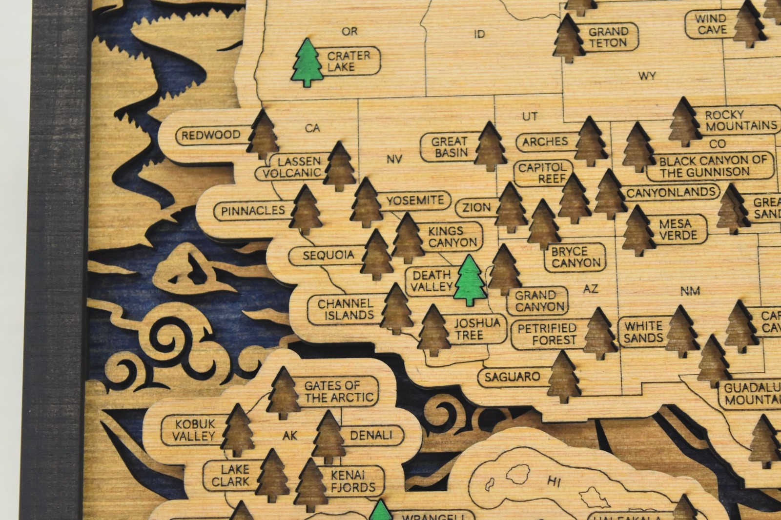 Handmade Wood National Parks Travel Map
