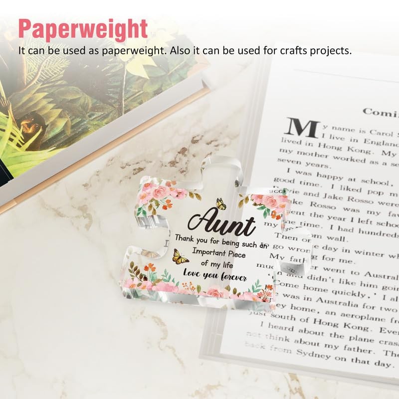 Gifts for Aunt – Engraved Acrylic Block Puzzle Piece Decorations 3.9 x 3.3 in…
