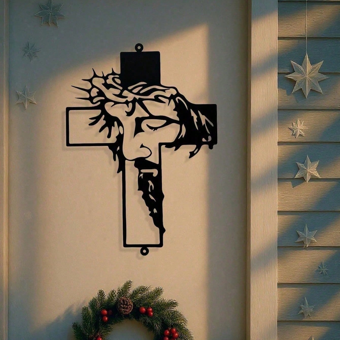 11.8″ Rustic Metal Cross Wall Art Farmhouse Vintage Indoor Outdoor Decor Gift