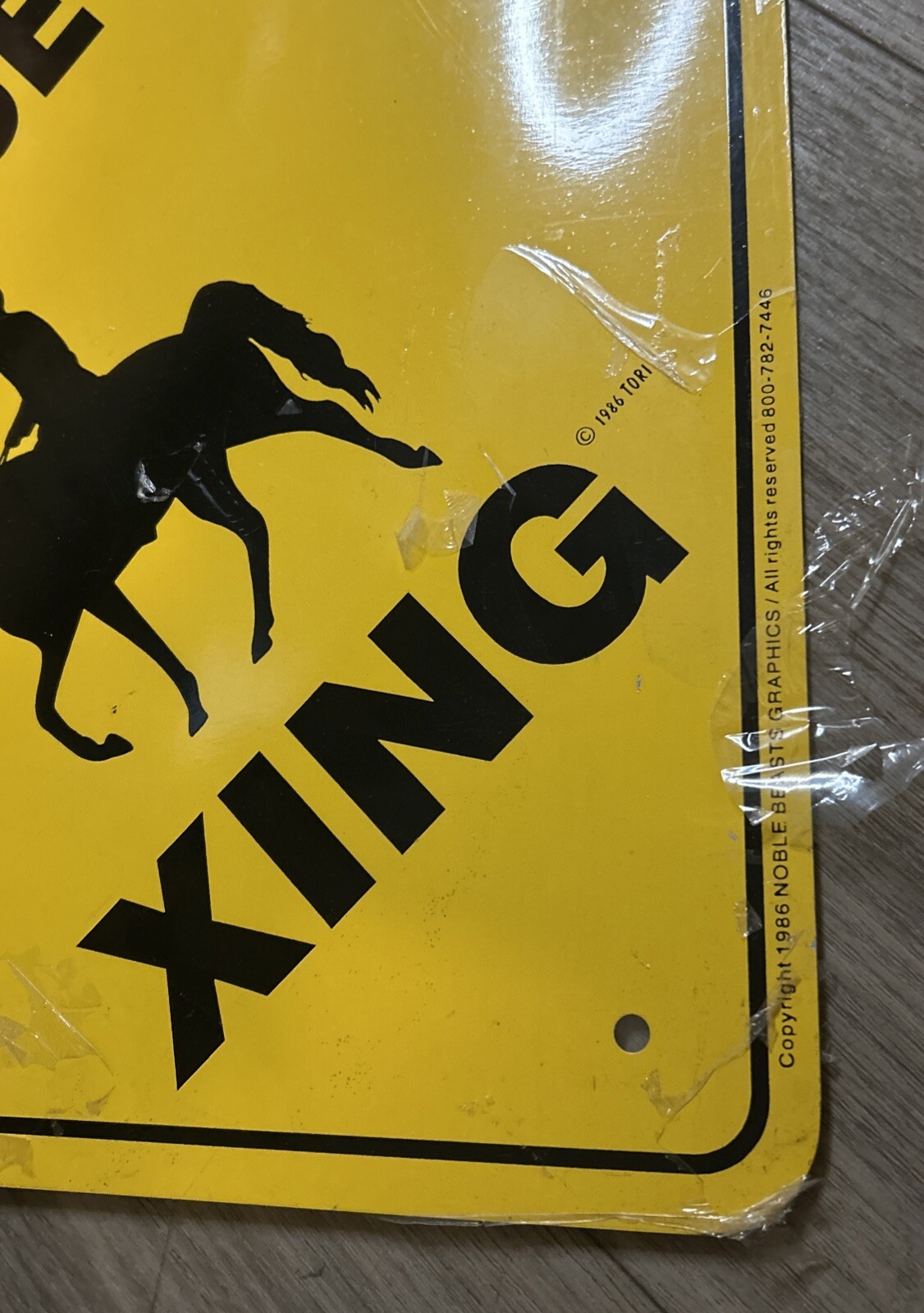 Vintage 1986 2000 Horse Xing Sign Aluminum 12 in X 12 in #20412